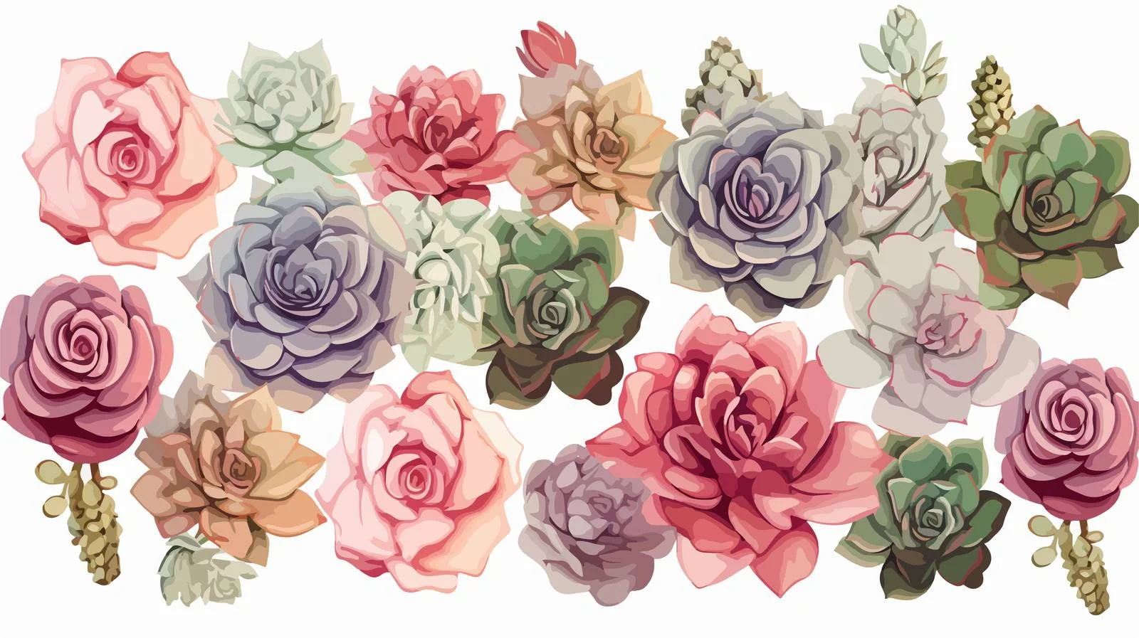 Echeveria Succulents on White Background Close-Up — free download from Dotvec