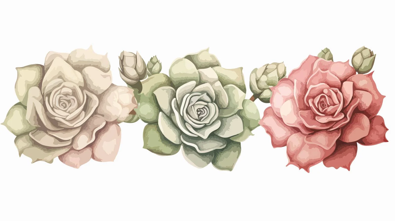 Echeveria Succulents on White Background Closeup — free download from Dotvec