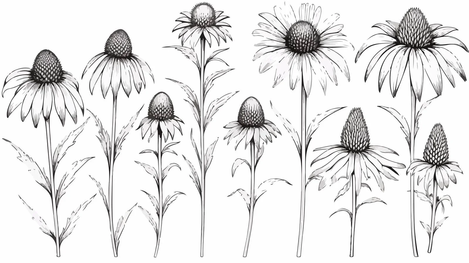 Echinacea Botanical Medical Illustration Isolated — free download from Dotvec