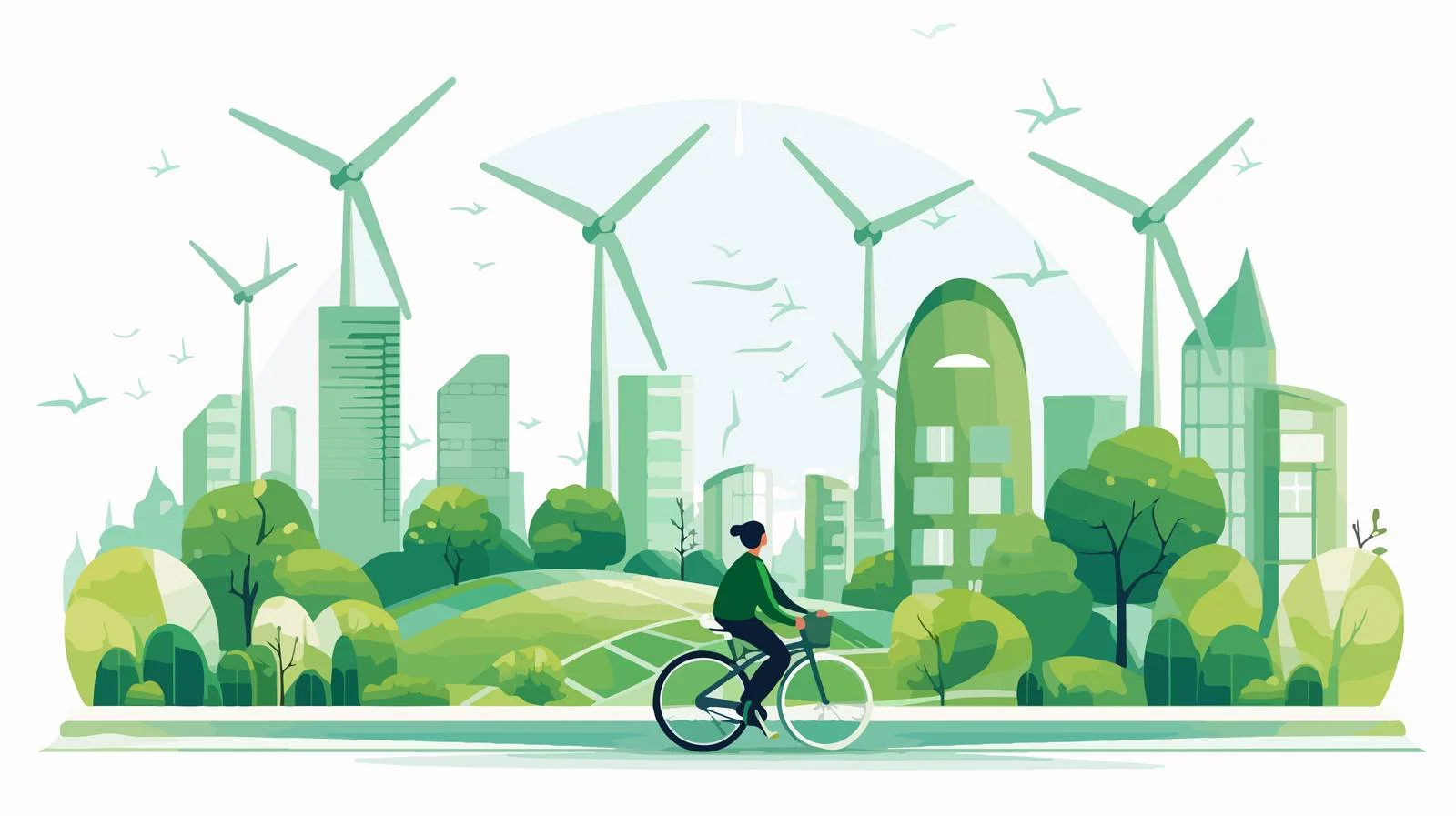 Sustainable lifestyle: Person cycling through greenery — free download from Dotvec