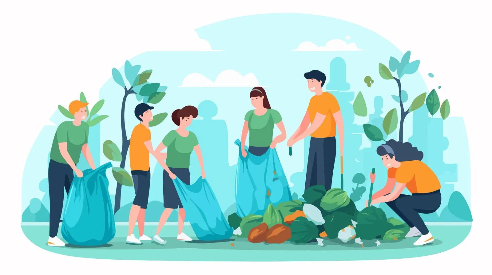 Community Cleanup Effort Removing Litter Together — free download from Dotvec