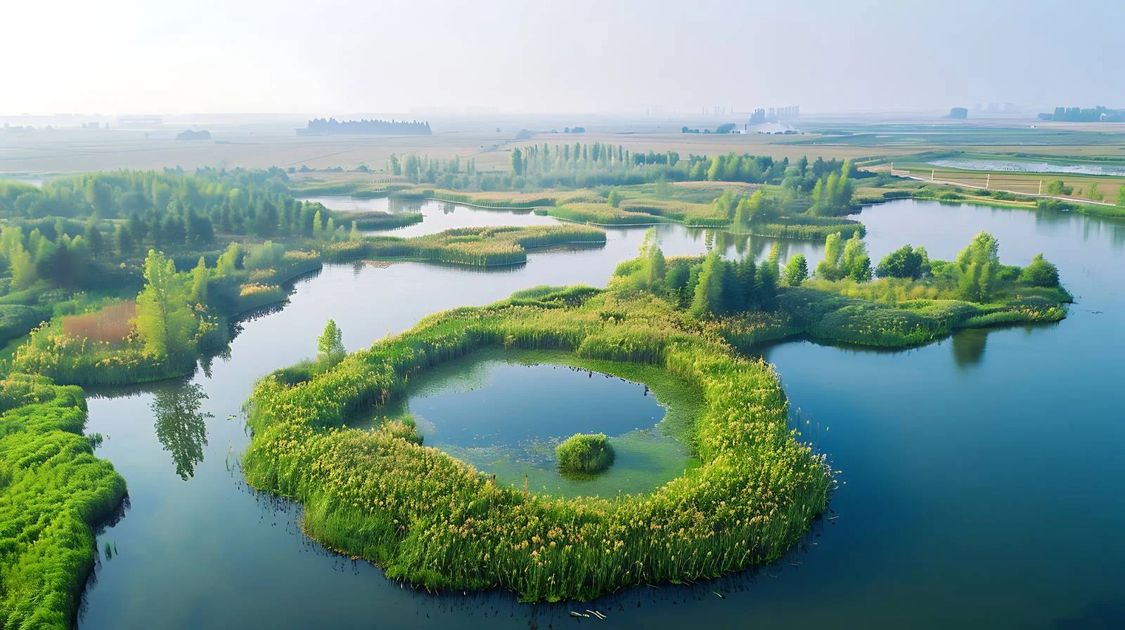 Tranquil Dongtai Tiaozini Wetland Landscape View — free download from Dotvec