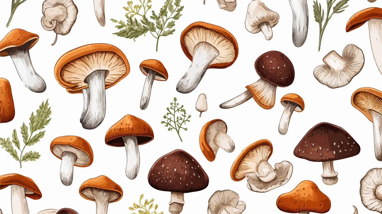 Botanical Mushrooms Seamless Design Pattern — free download from Dotvec