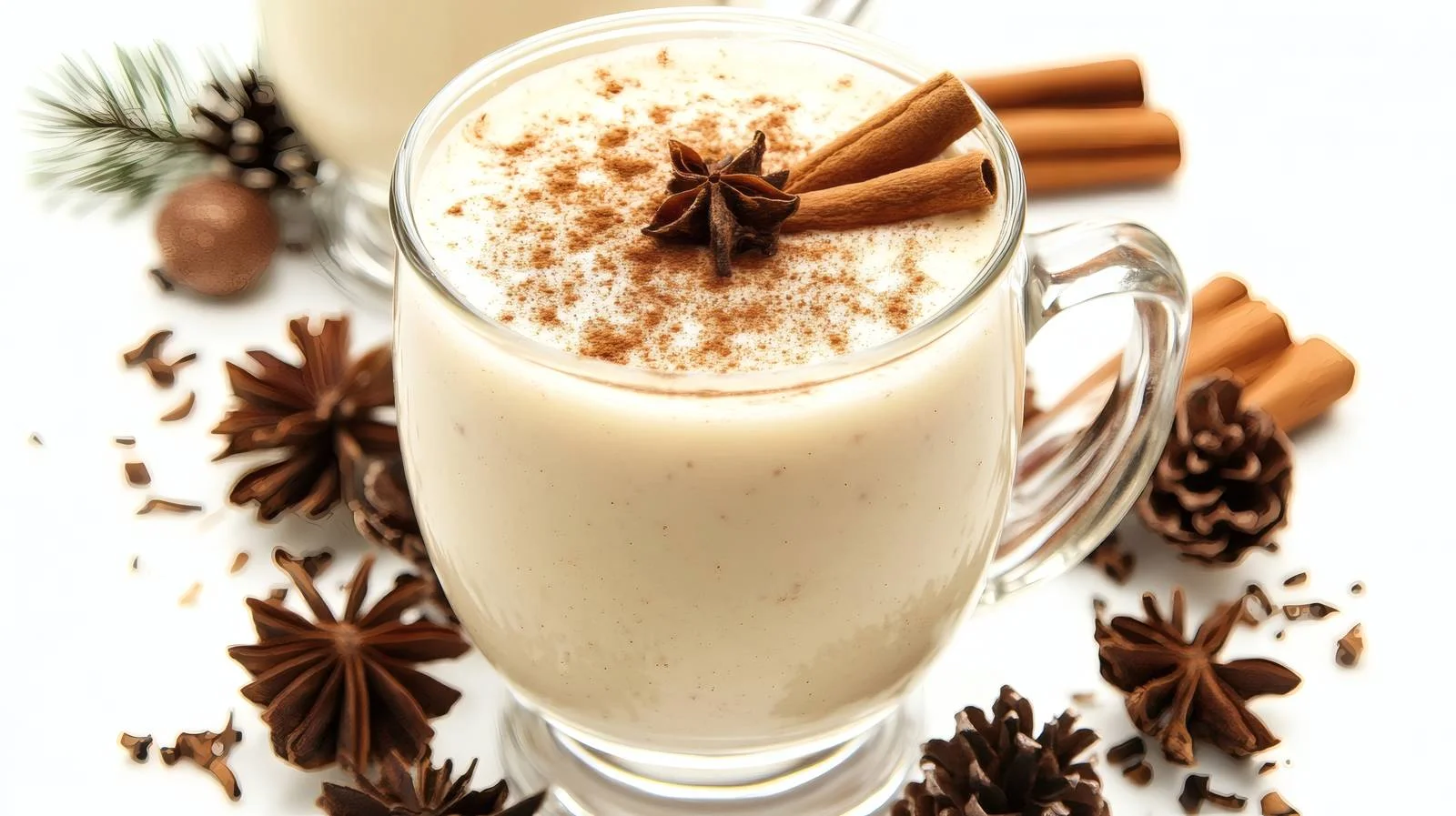 Eggnog and Cinnamon on White Background — free download from Dotvec