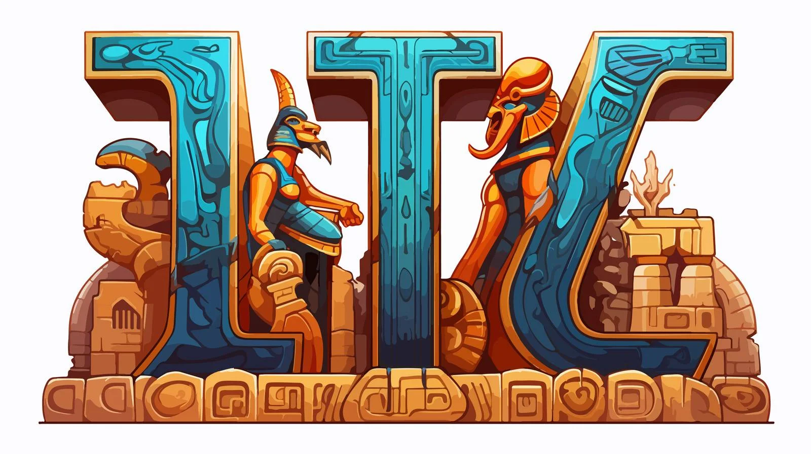 Egyptian Cartoon Font Vector Illustration — free download from Dotvec