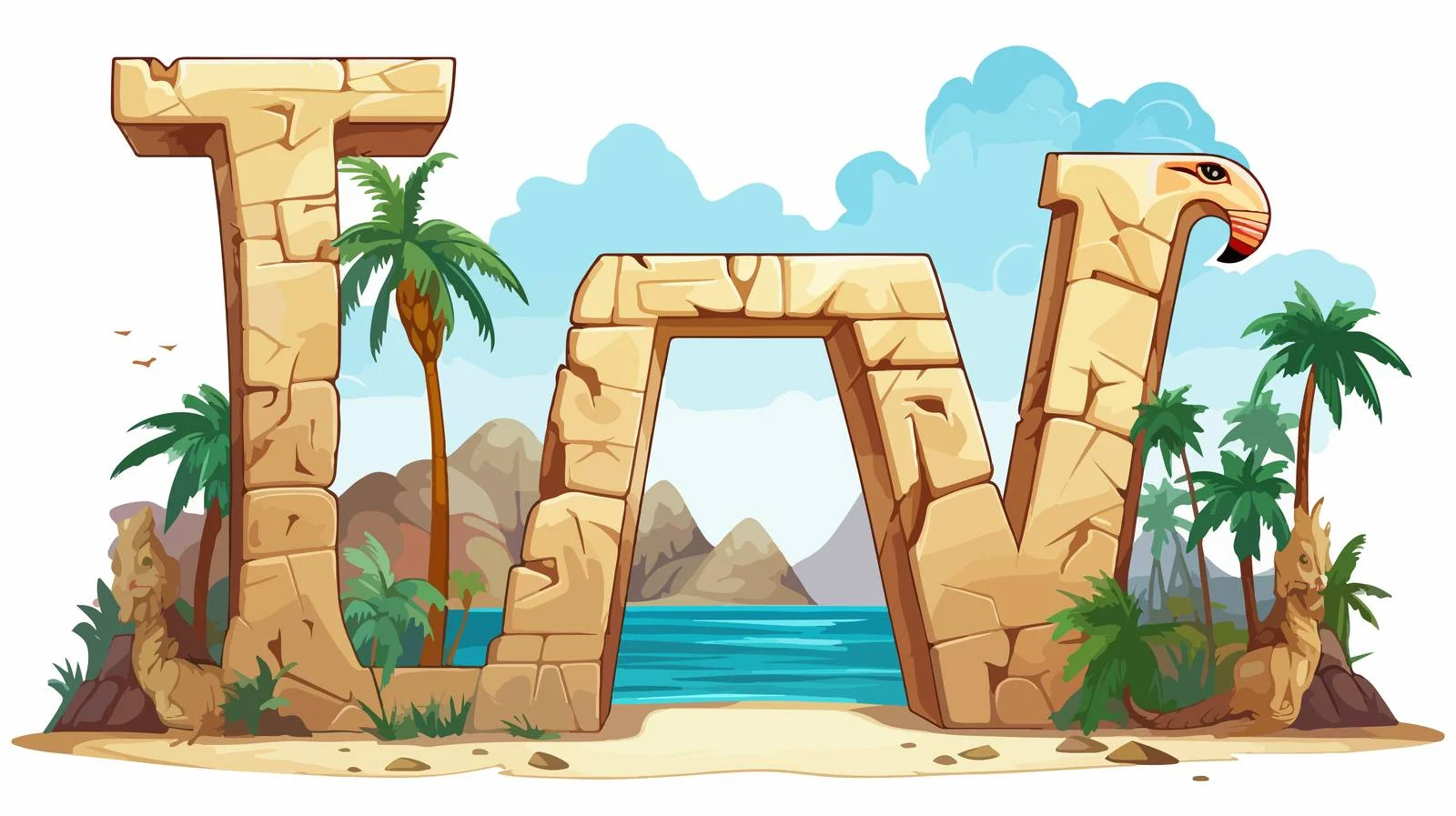 Egyptian Cartoon Font Vector Illustration — free download from Dotvec