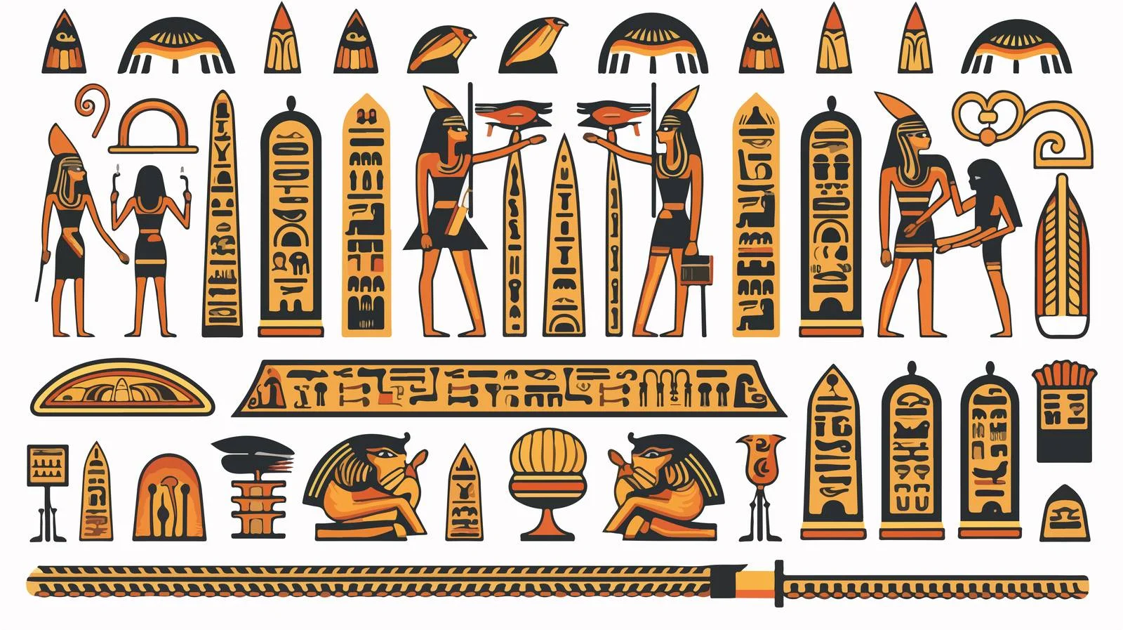 Egyptian Hieroglyphs Cartoon Vector Illustration — free download from Dotvec