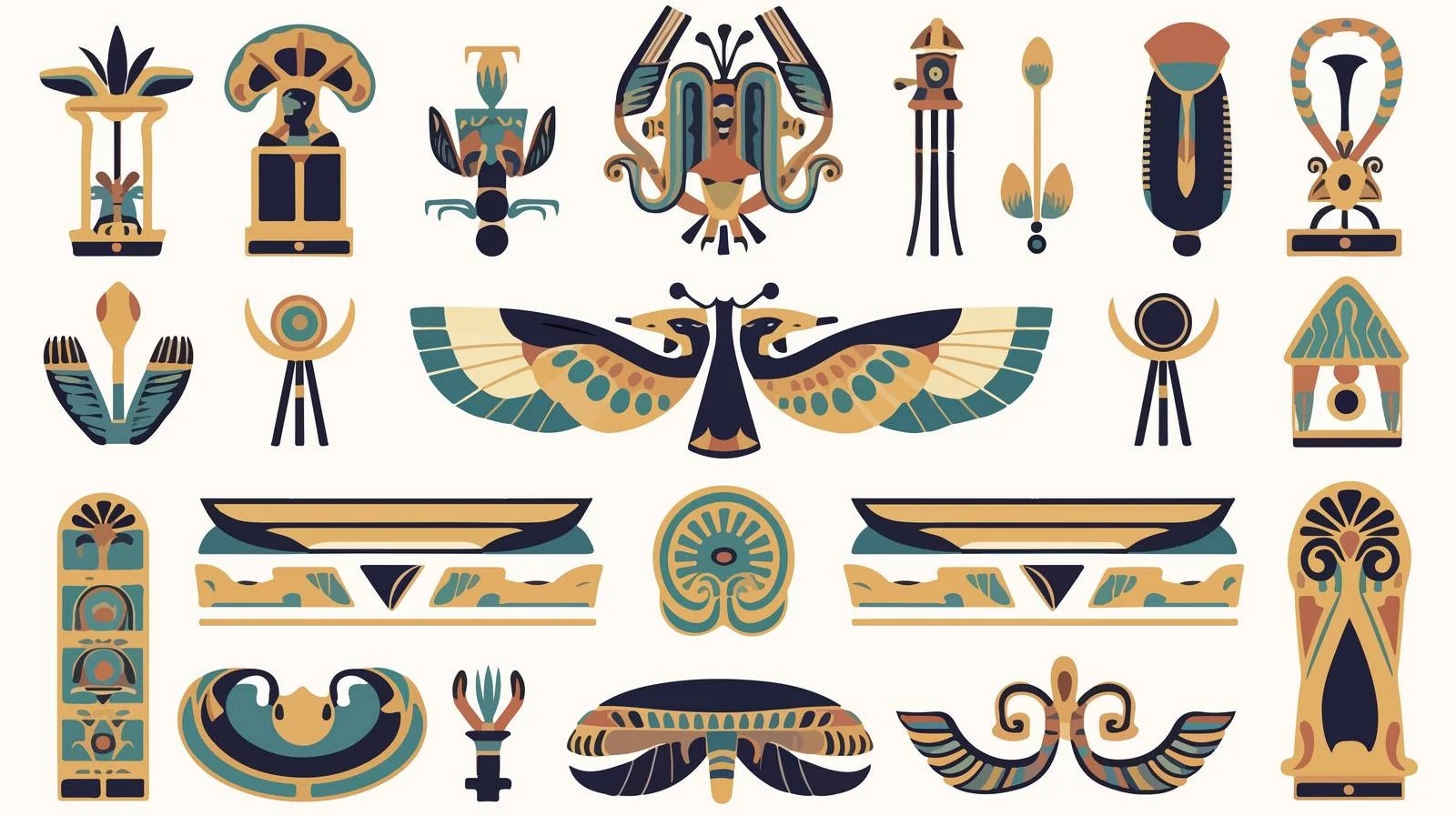 Egyptian Ornaments Cartoon Vector Illustration — free download from Dotvec