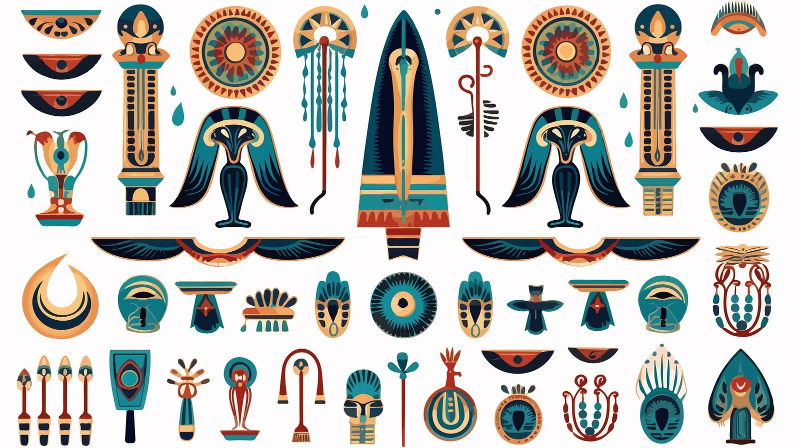 Egyptian Ornaments and Hieroglyphs Illustration — free download from Dotvec
