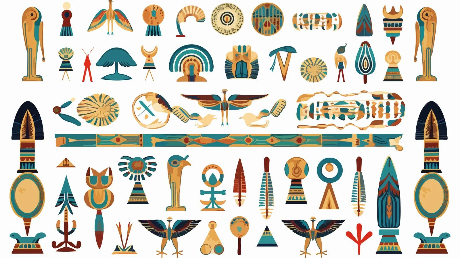 Egyptian Ornament Hieroglyphs Cartoon Vector Illustration — free download from Dotvec