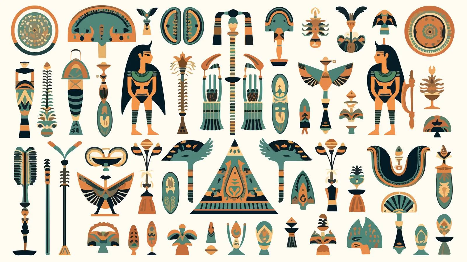 Egyptian Ornaments & Hieroglyphs Vector Illustration — free download from Dotvec
