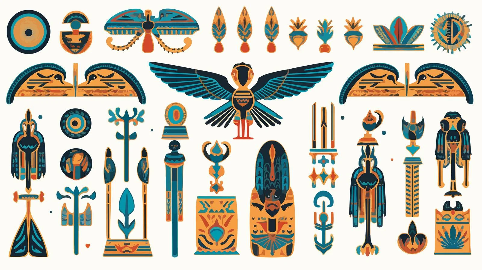 Egyptian Ornament Hieroglyph Cartoon Vector Illustration — free download from Dotvec