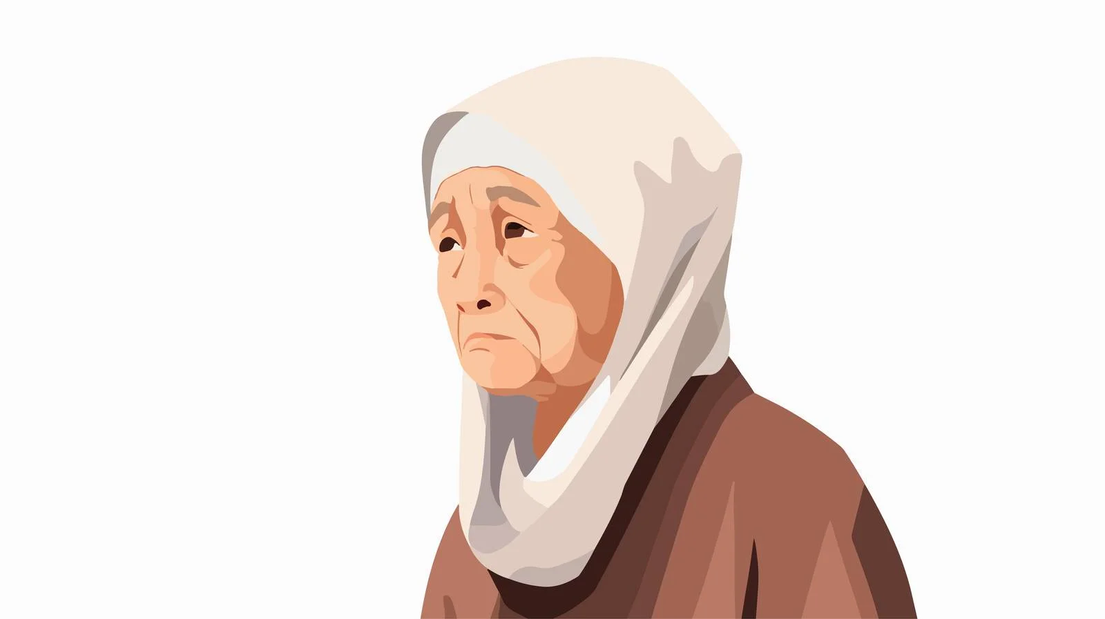 Graceful Elderly Asian Woman with Humble Expression — free download from Dotvec