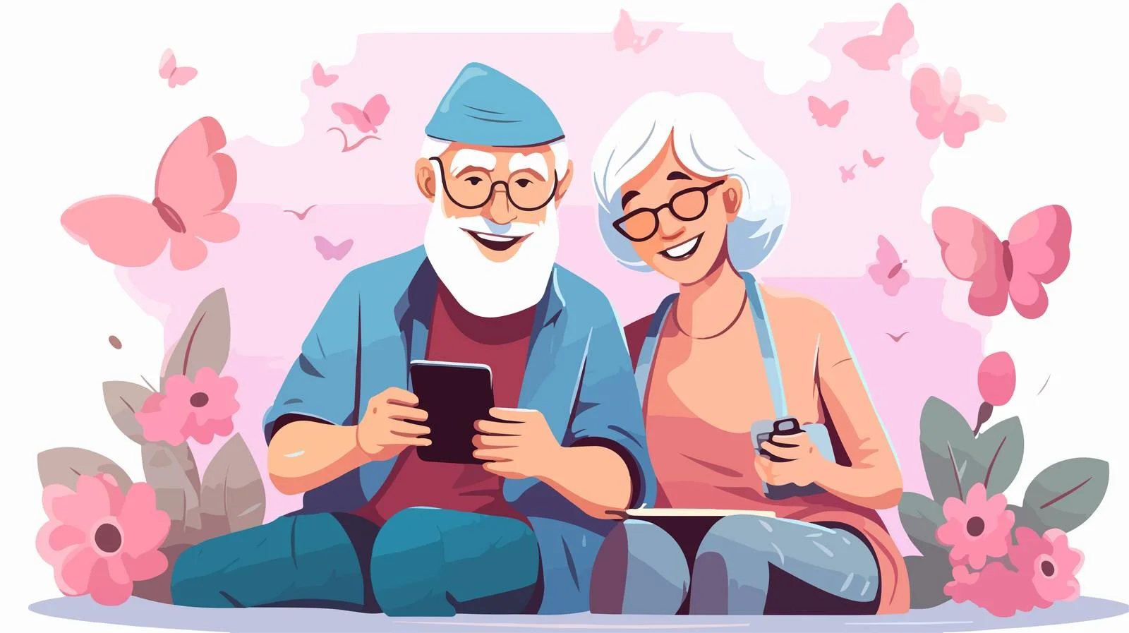 Senior couple using modern gadgets together — free download from Dotvec