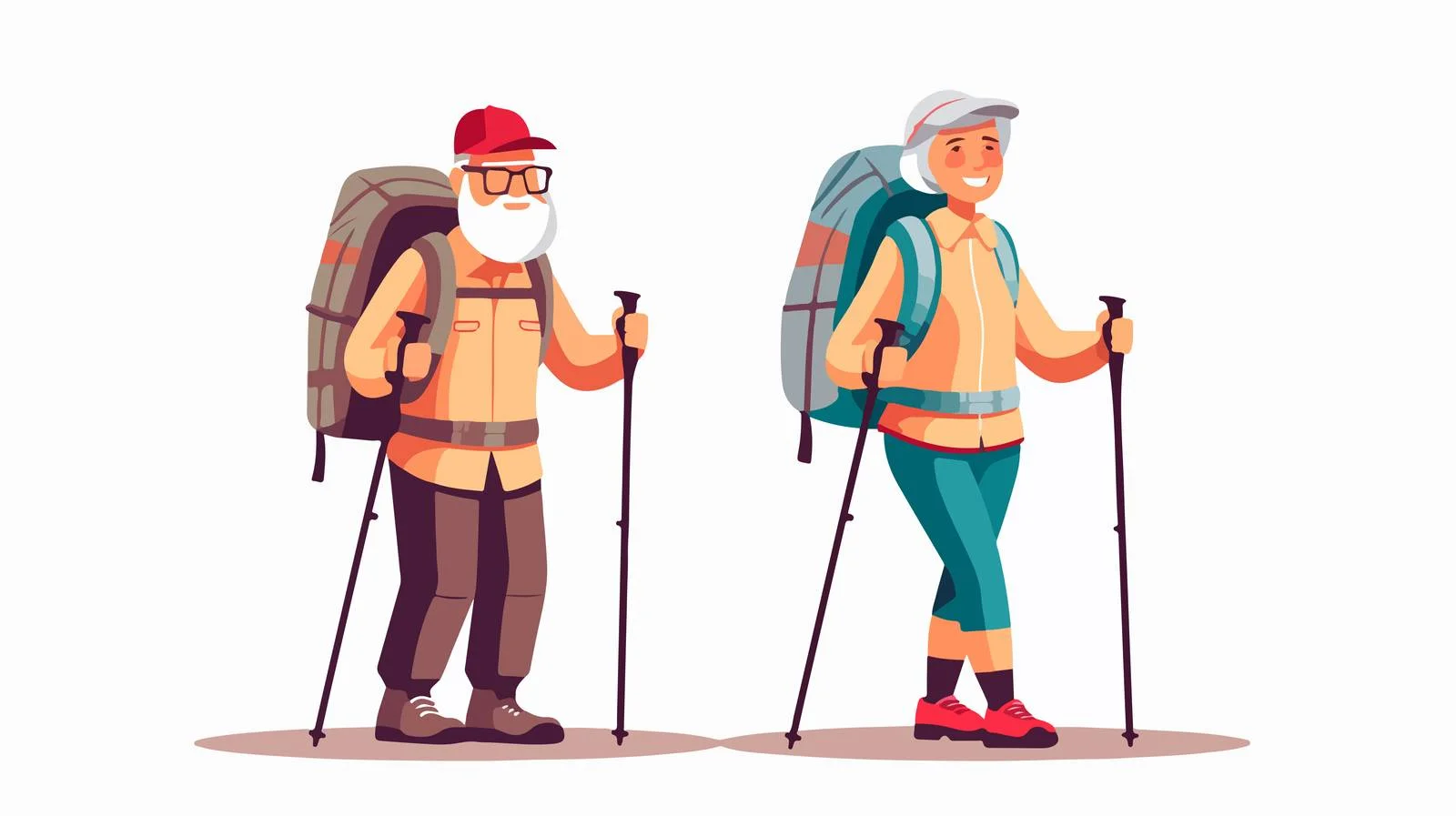 Senior couple hiking with backpacks — free download from Dotvec