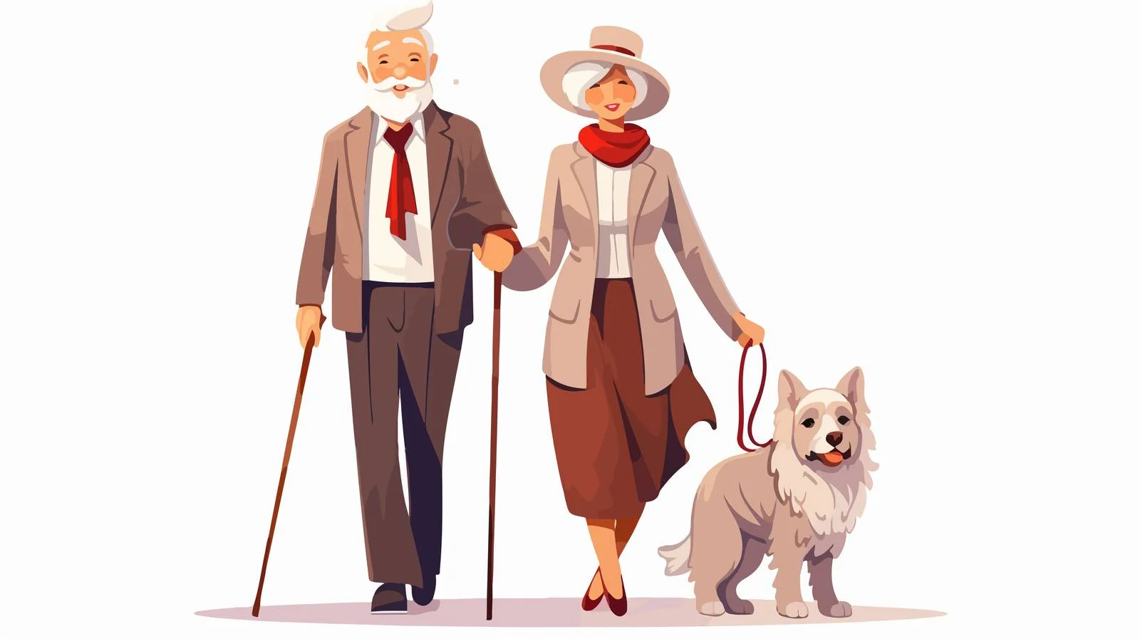 Senior couple with canes and pet dog — free download from Dotvec