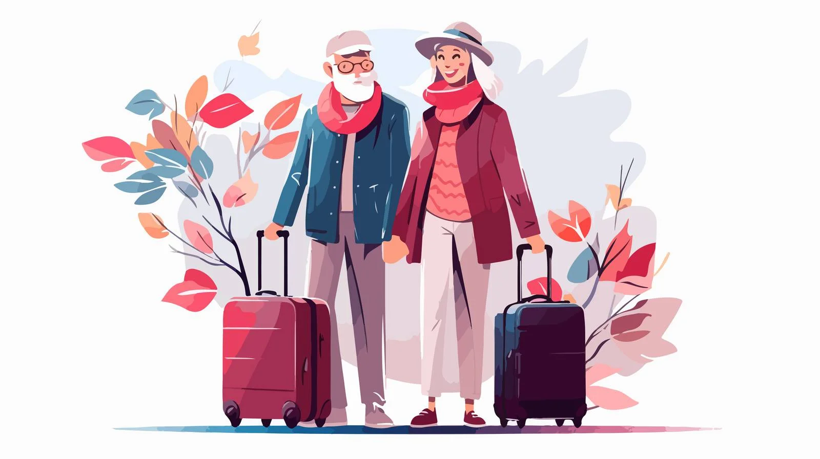 Senior couple with luggage on white background — free download from Dotvec