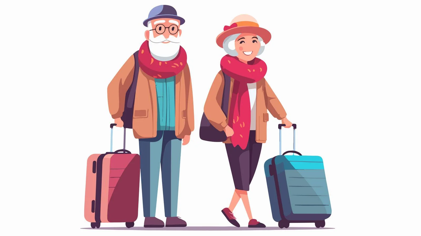 Senior couple traveling with suitcase on white — free download from Dotvec