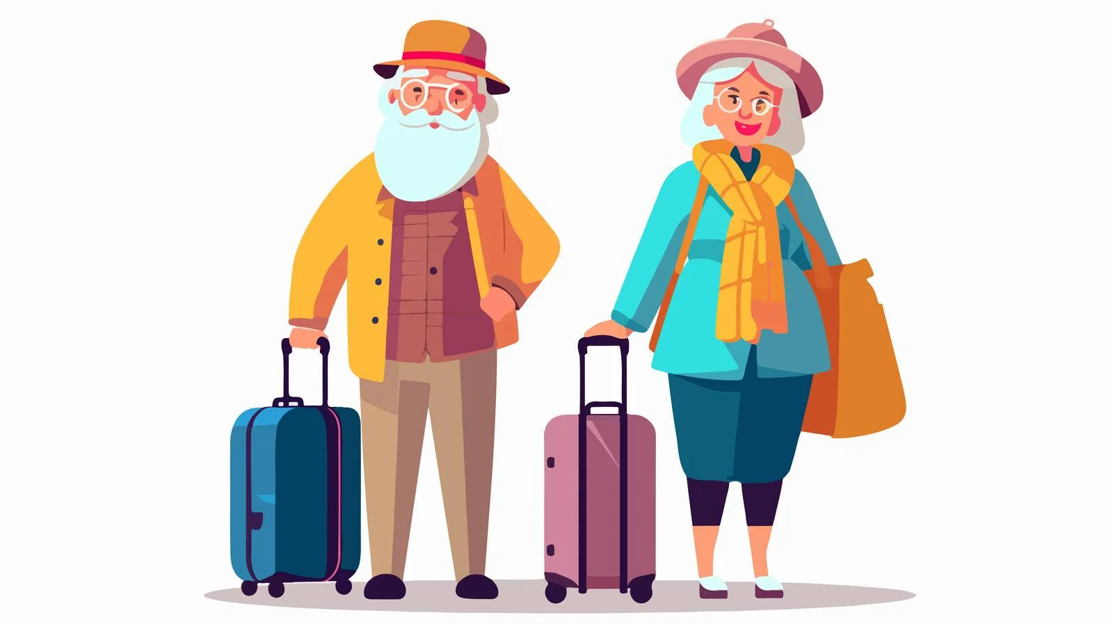 Senior Couple with Luggage on White Background – free gag image from Dotvec