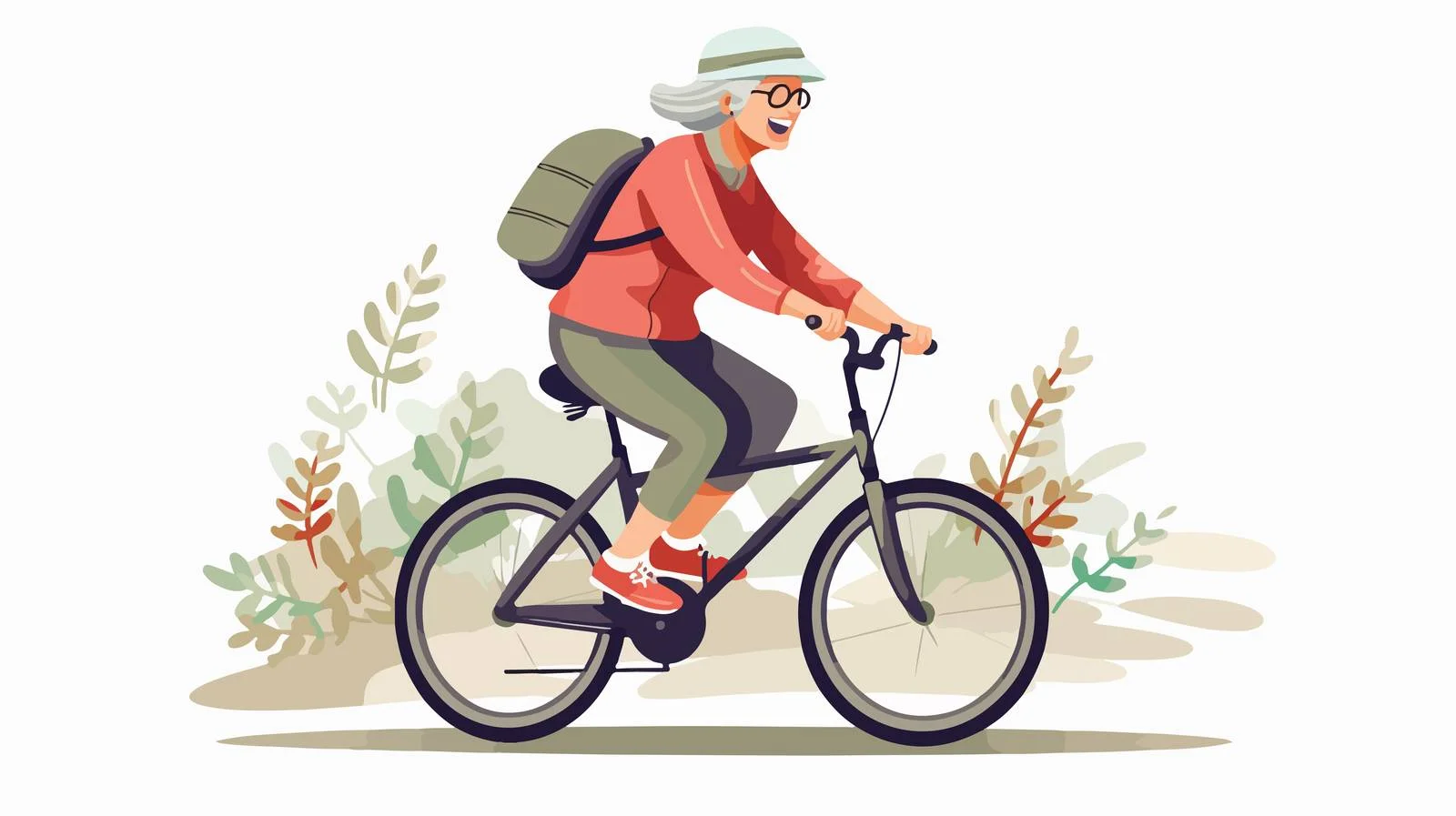 Active Elderly Woman Cycling Outdoors — free download from Dotvec