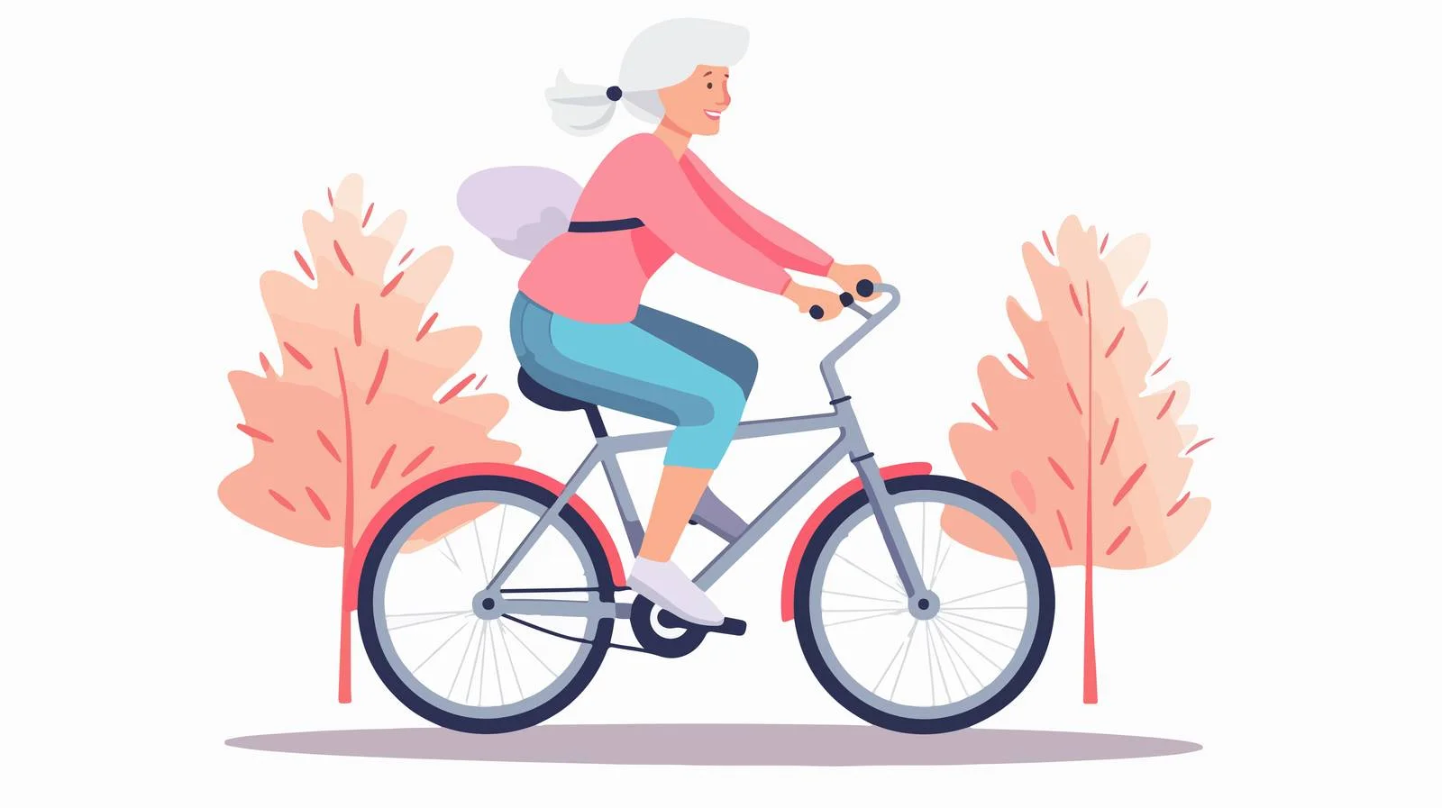 Active senior woman cycling in sportswear — free download from Dotvec