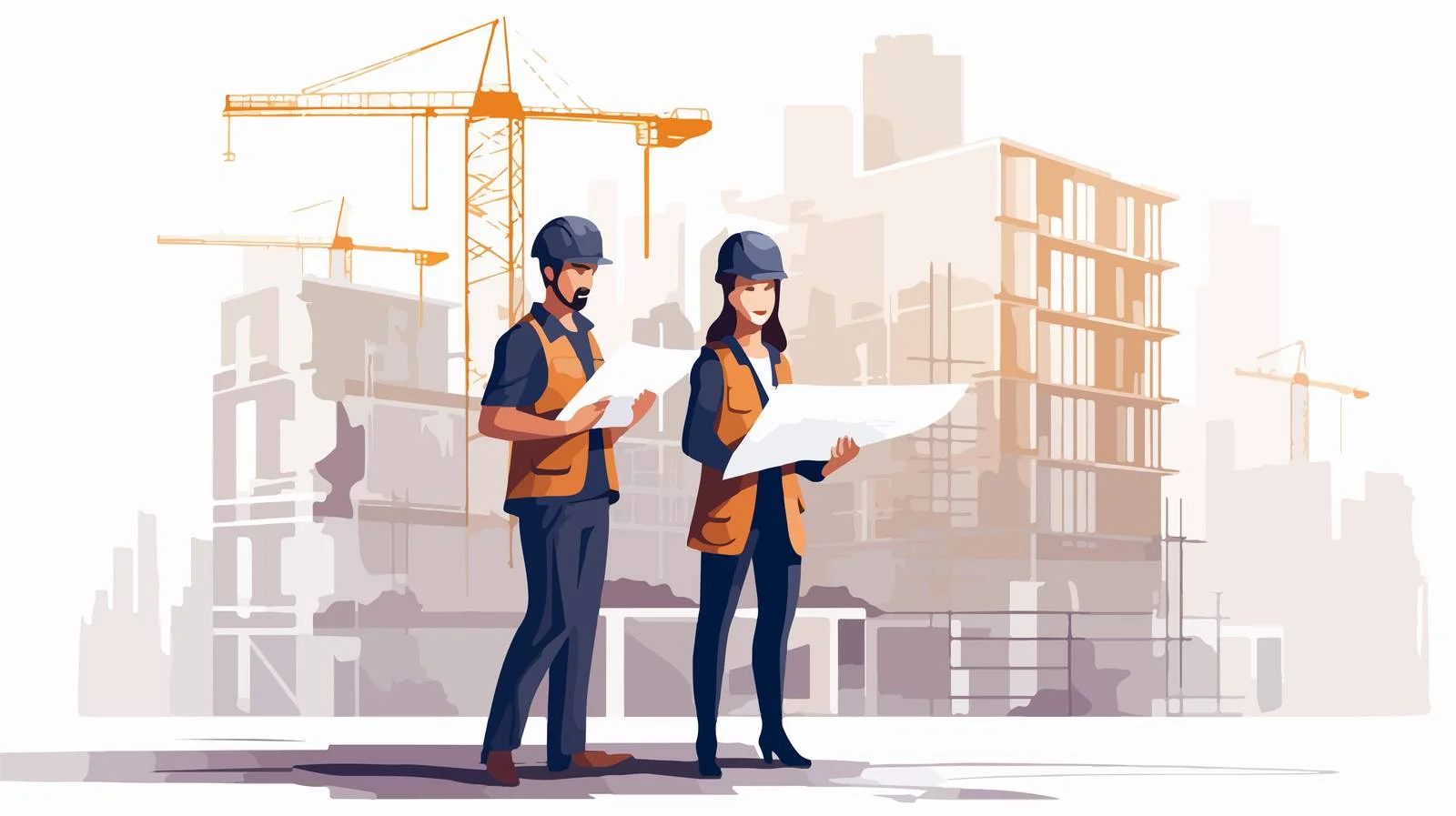 Senior female architect and male engineer collaborate — free download from Dotvec