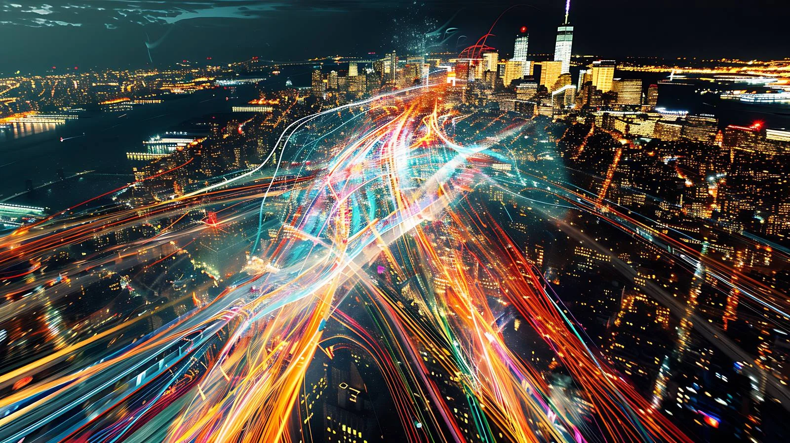 Vibrant New York City Night Trails — free download from Dotvec