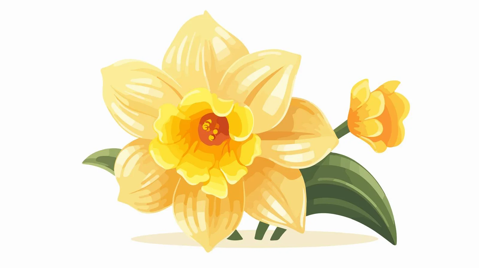 Yellow Daffodil Blossom with Stem and Leaves — free download from Dotvec