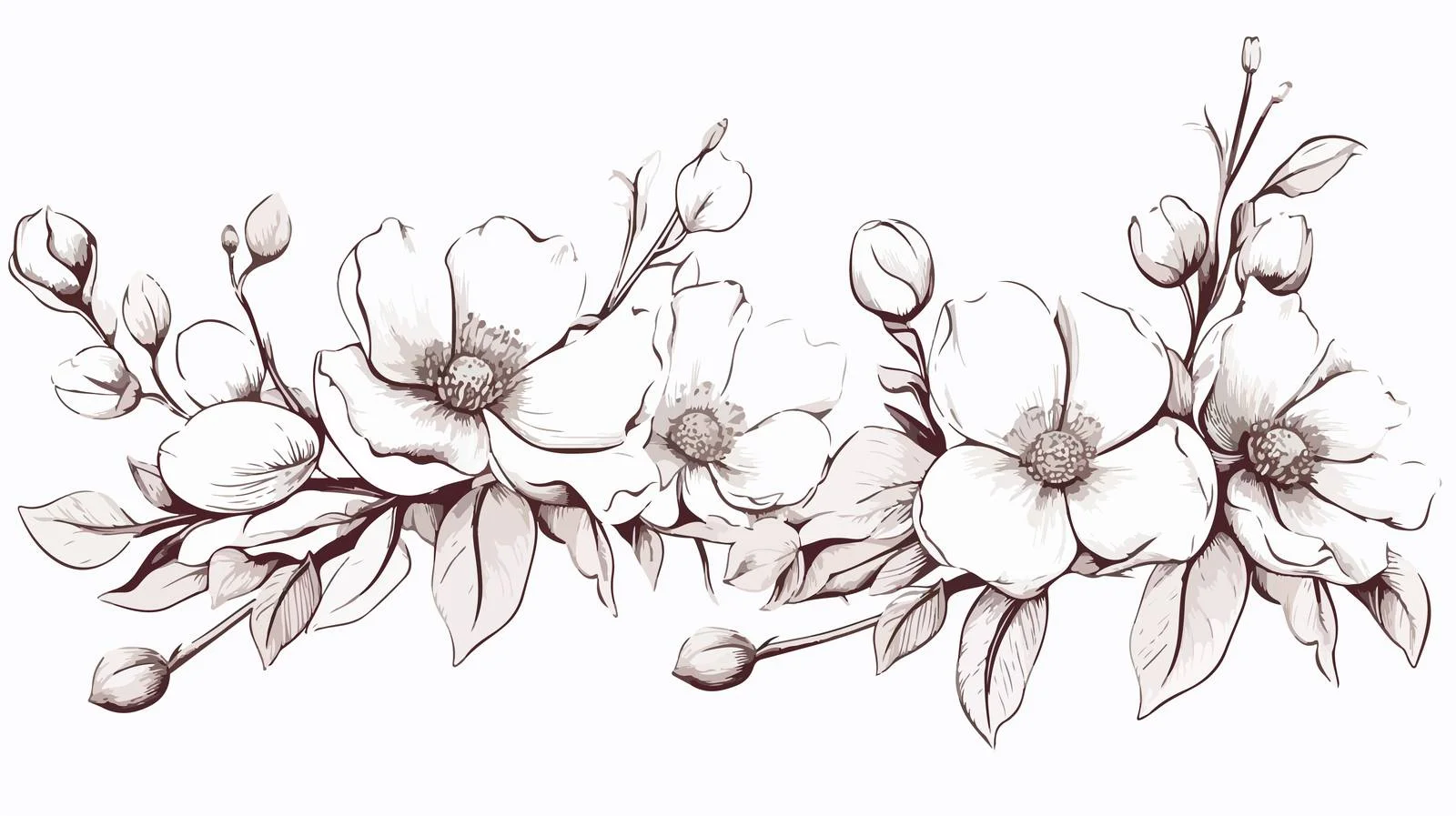 Exquisite botanical illustration of lovely dog roses — free download from Dotvec