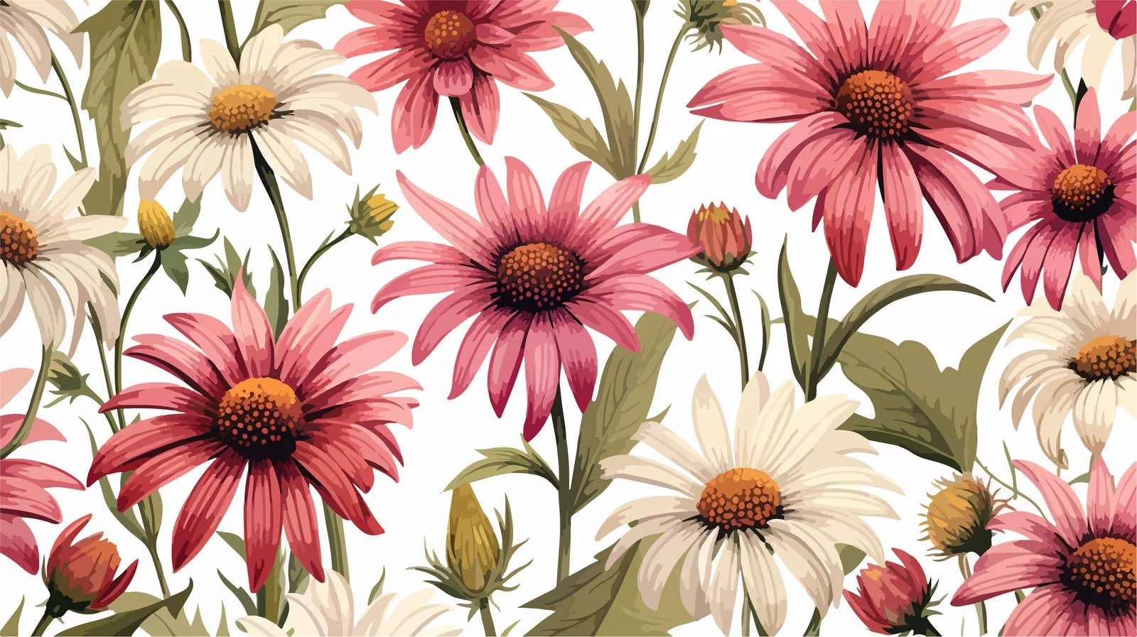 Luxurious floral seamless design with stunning echinacea — free download from Dotvec