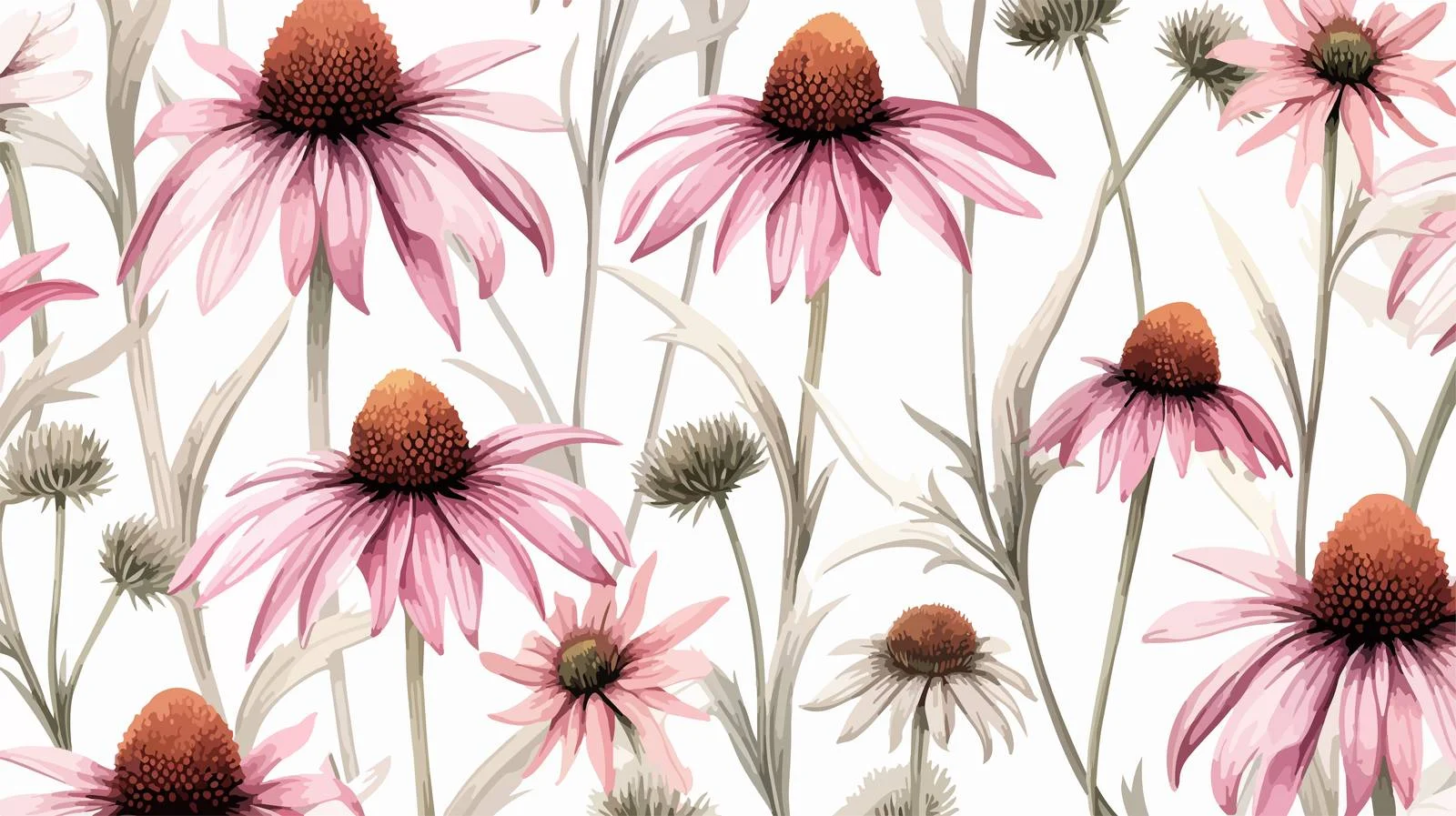 Exquisite Floral Seamless Design with Stunning Echinacea — free download from Dotvec