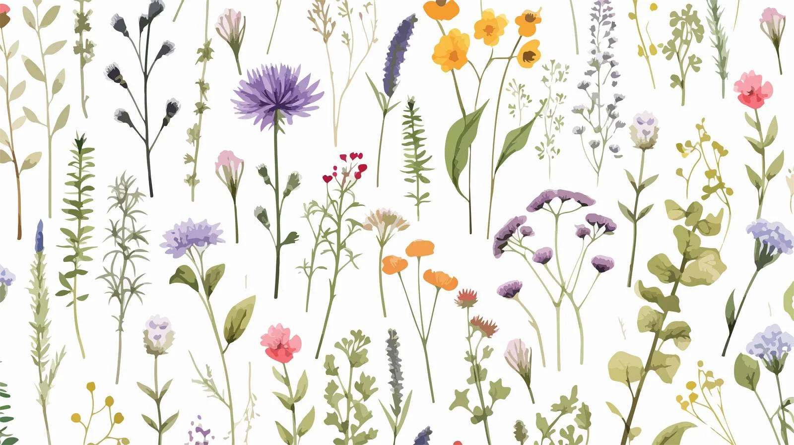 Exquisite Meadow Medic Botanical Seamless Pattern — free download from Dotvec