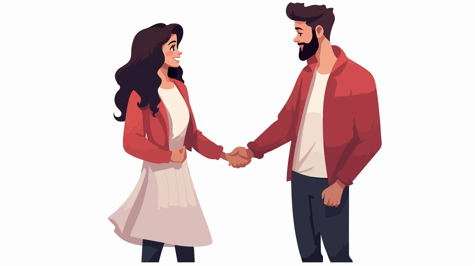 Chic Cartoon Female and Hipster Male Holding Hands — free download from Dotvec