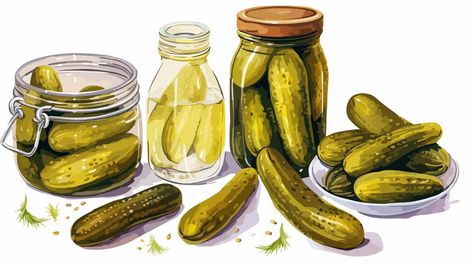 Exquisite illustration of whole and sliced pickles — free download from Dotvec