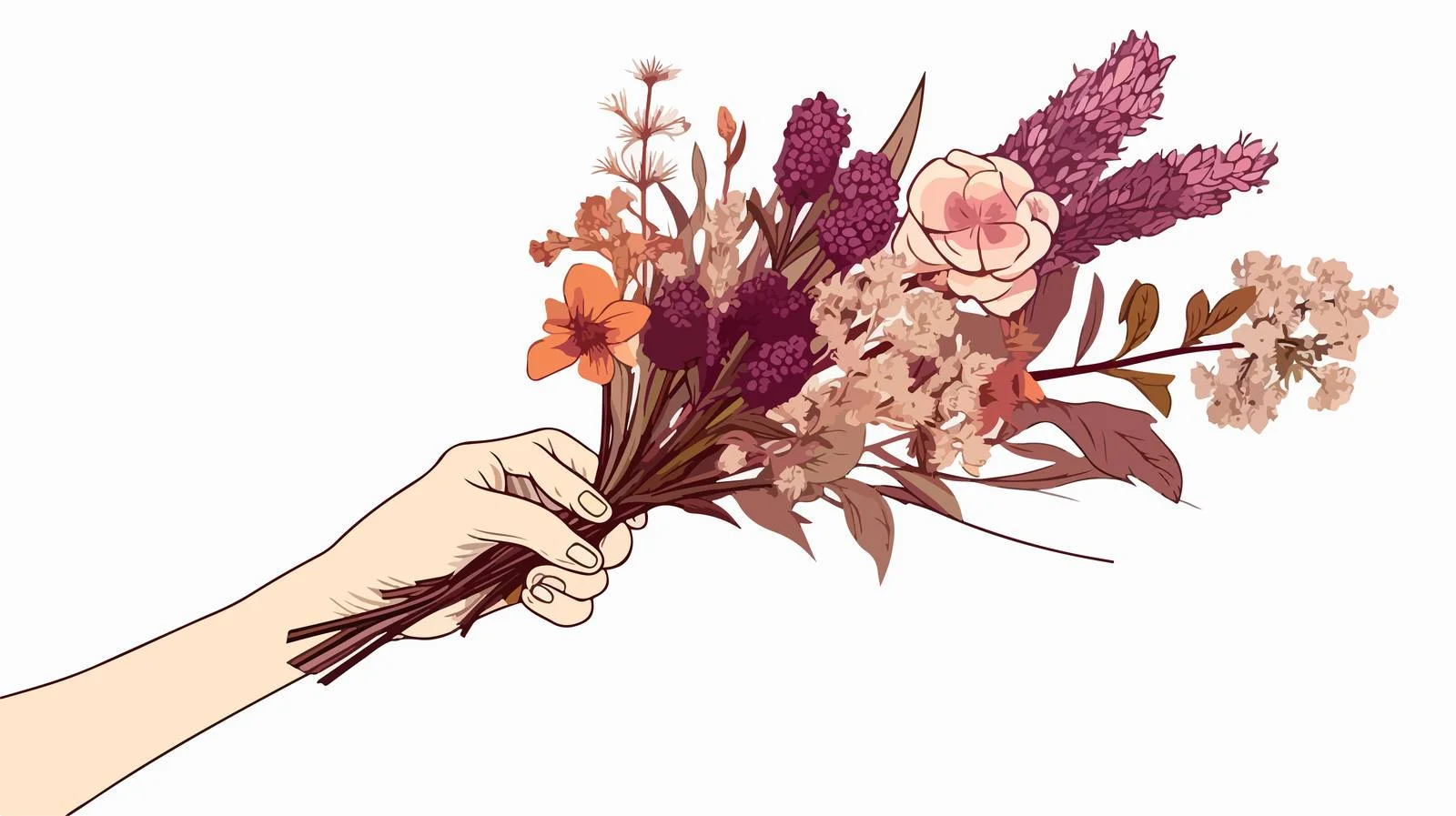 Graceful illustration of wilted flowers held delicately — free download from Dotvec