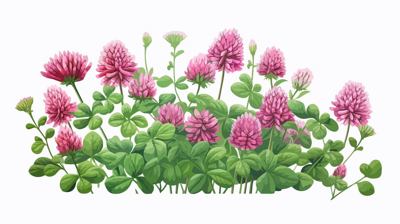 Botanical illustration of blooming red clover — free download from Dotvec