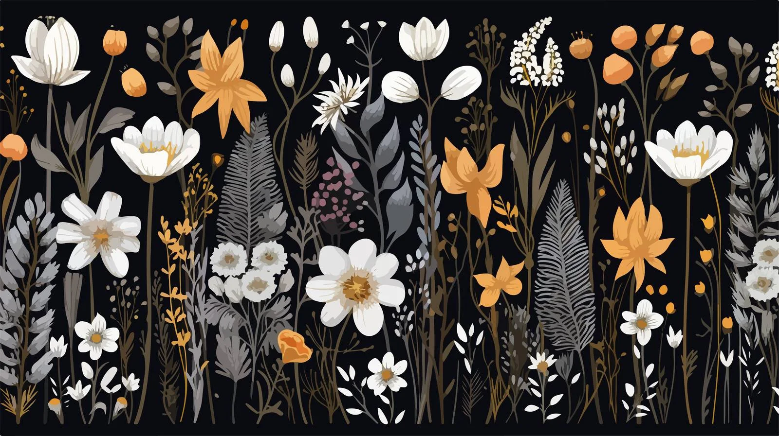 Exquisite Wild Floral Blooms on Elegant Pattern — free download from Dotvec