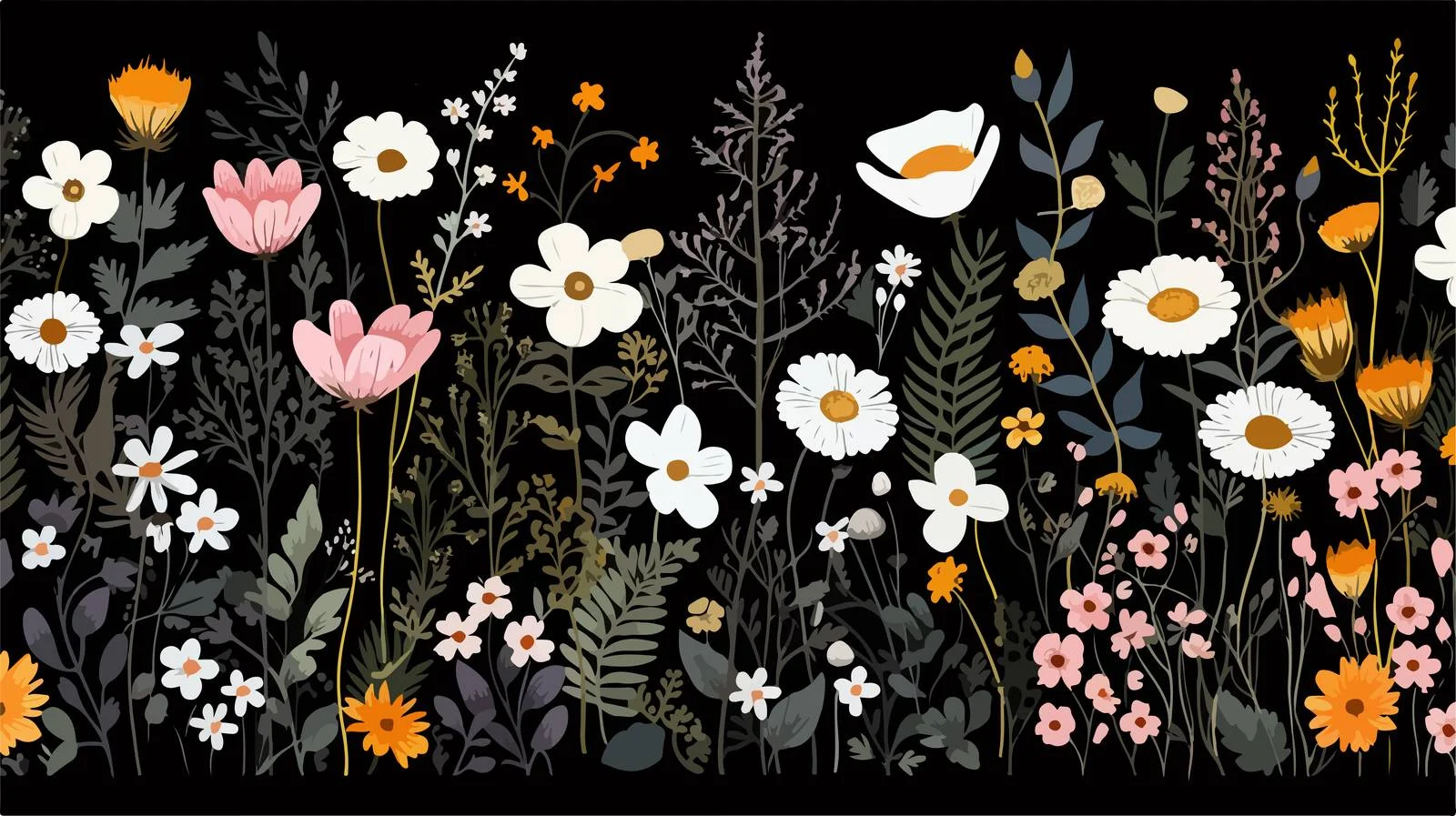 Exquisite Blooming Floral Pattern with Wildflowers — free download from Dotvec