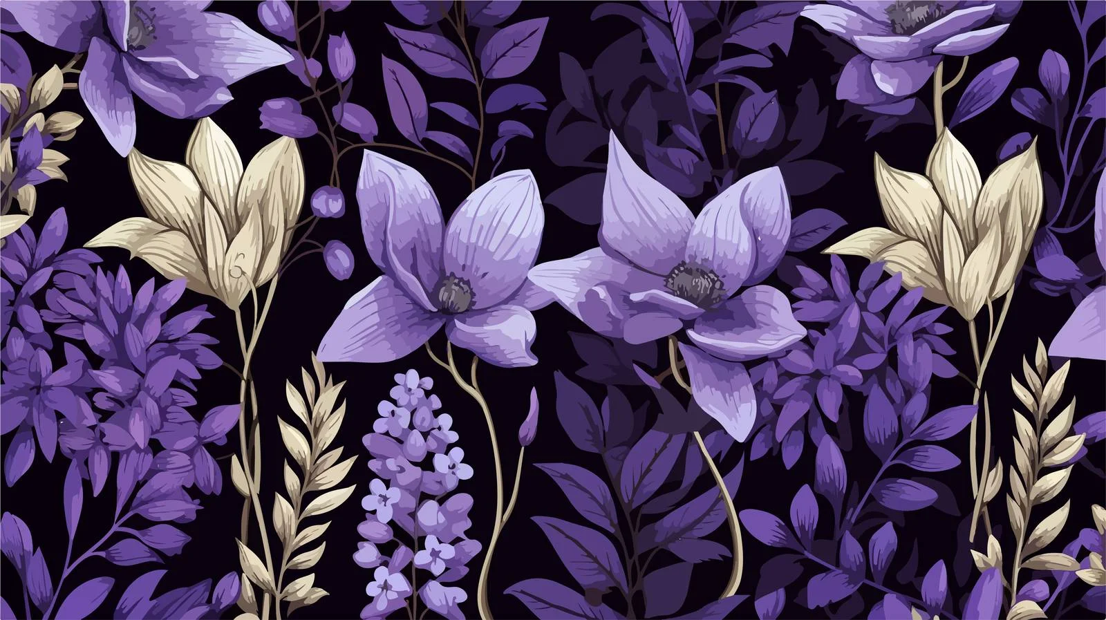 Sophisticated Licorice Floral Repeat Design — free download from Dotvec