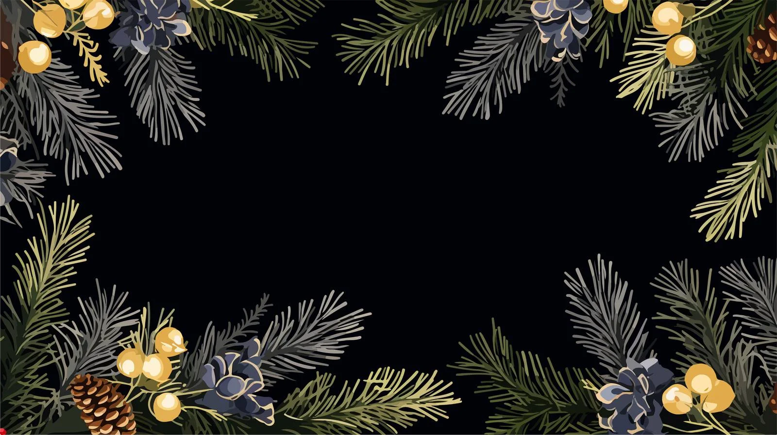 Sophisticated Branches and Cones Frame Design — free download from Dotvec