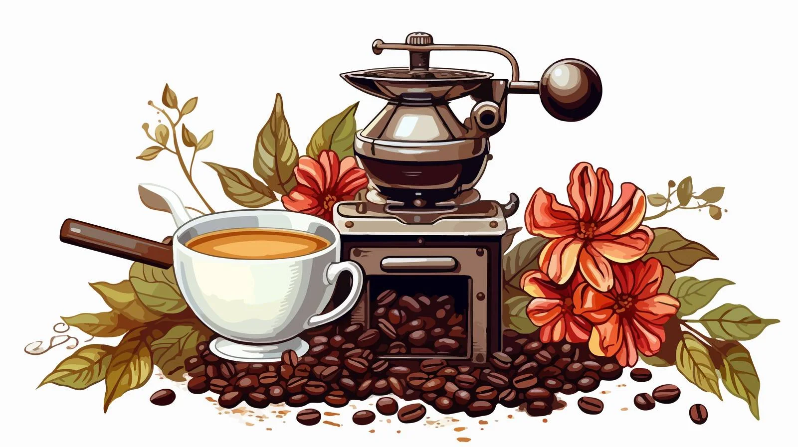 Sophisticated Hand-Drawn Coffee Grinder Design — free download from Dotvec
