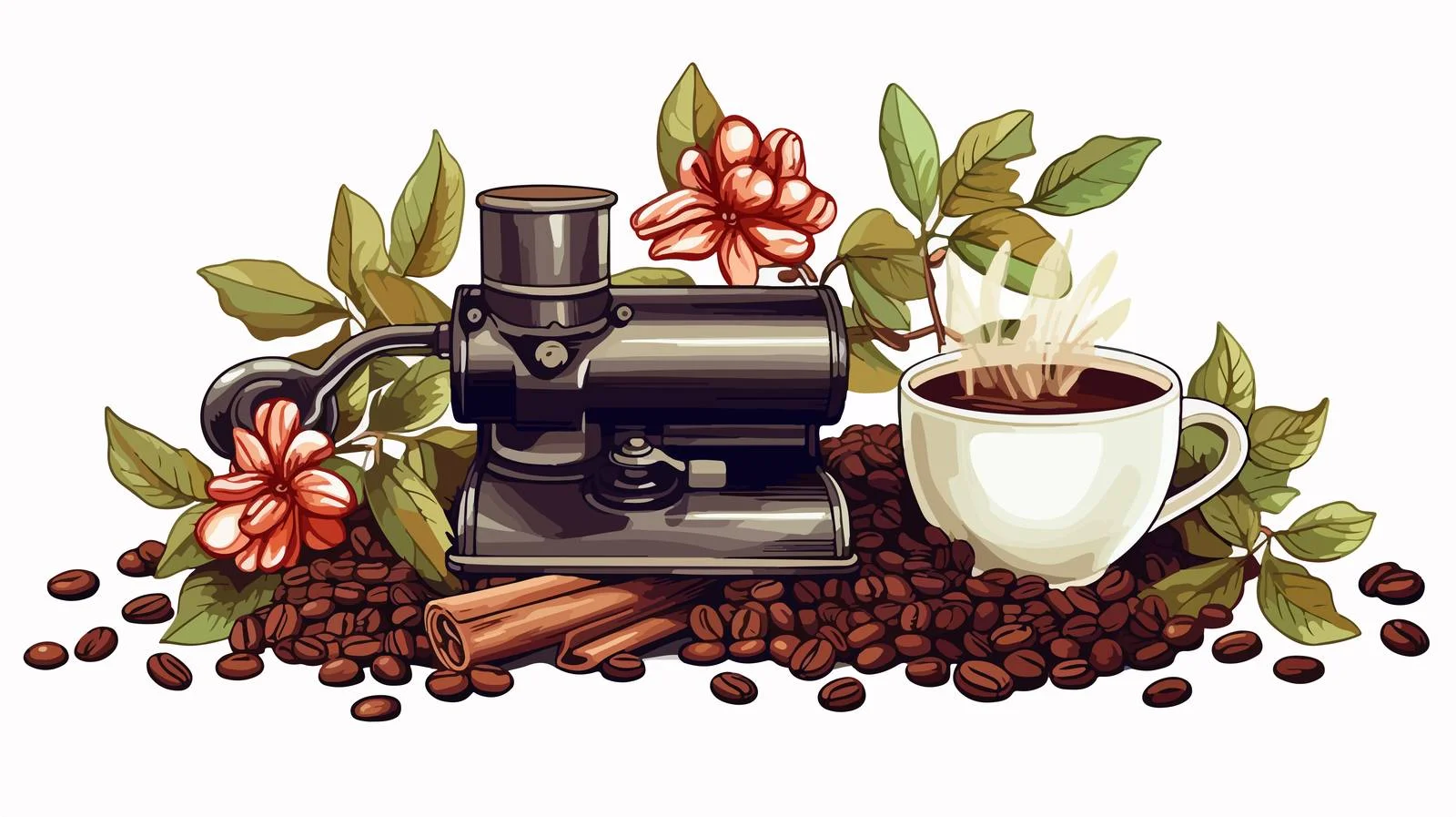 Exquisite Hand-Drawn Coffee Composition — free download from Dotvec