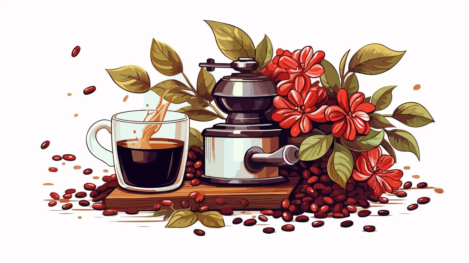 Sophisticated hand-drawn coffee grinder artwork — free download from Dotvec