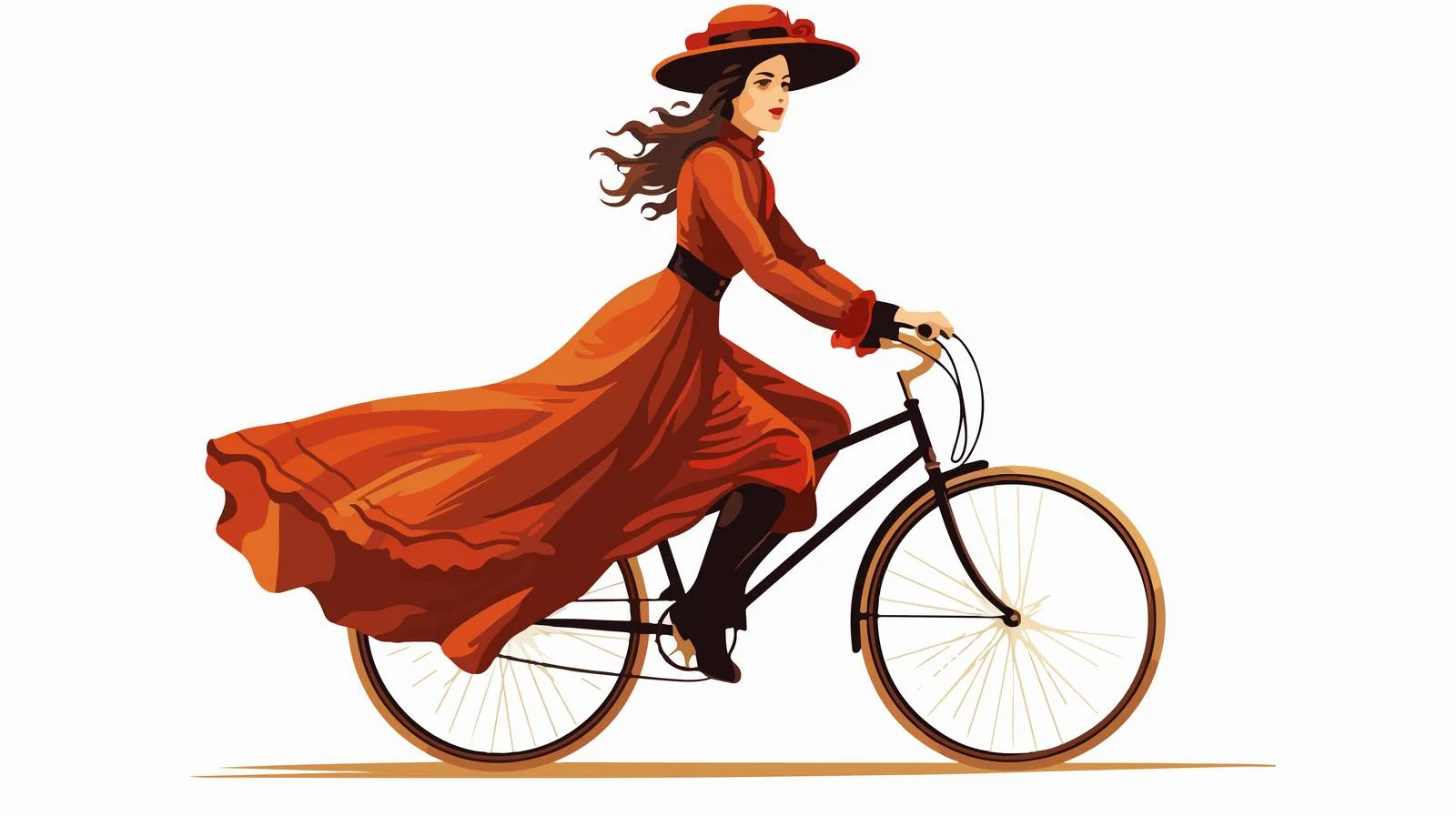 Victorian woman cycling in period attire — free download from Dotvec