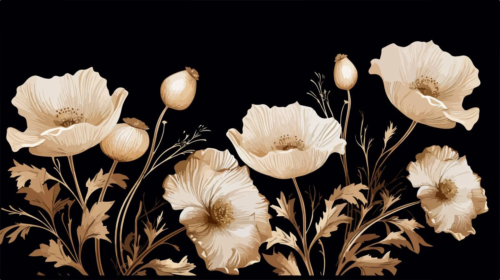 Sophisticated botanical backdrop with vibrant poppies — free download from Dotvec