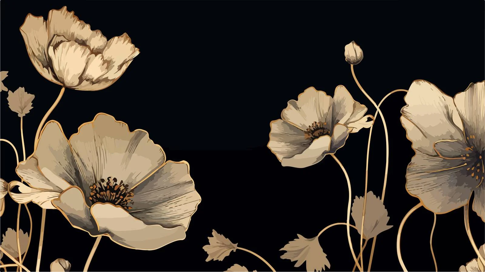 Sophisticated Floral Square Backdrop with Poppies — free download from Dotvec