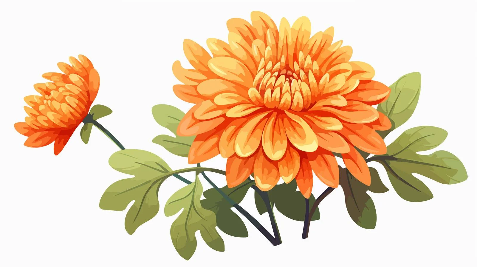 Graceful Orange Chrysanthemum with Stem — free download from Dotvec