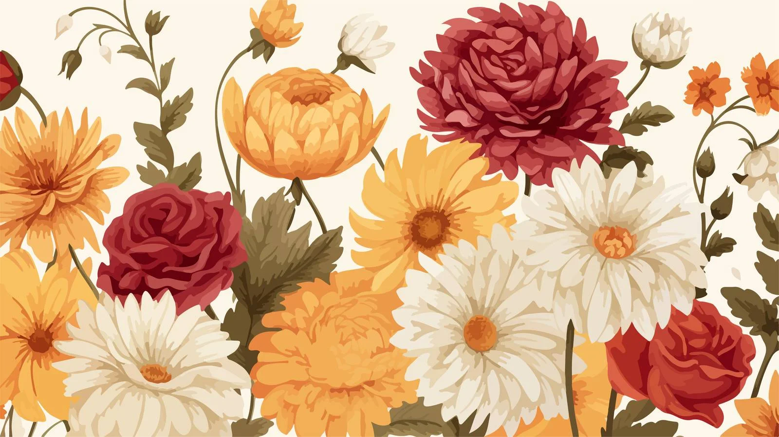 Graceful seamless autumn floral design — free download from Dotvec