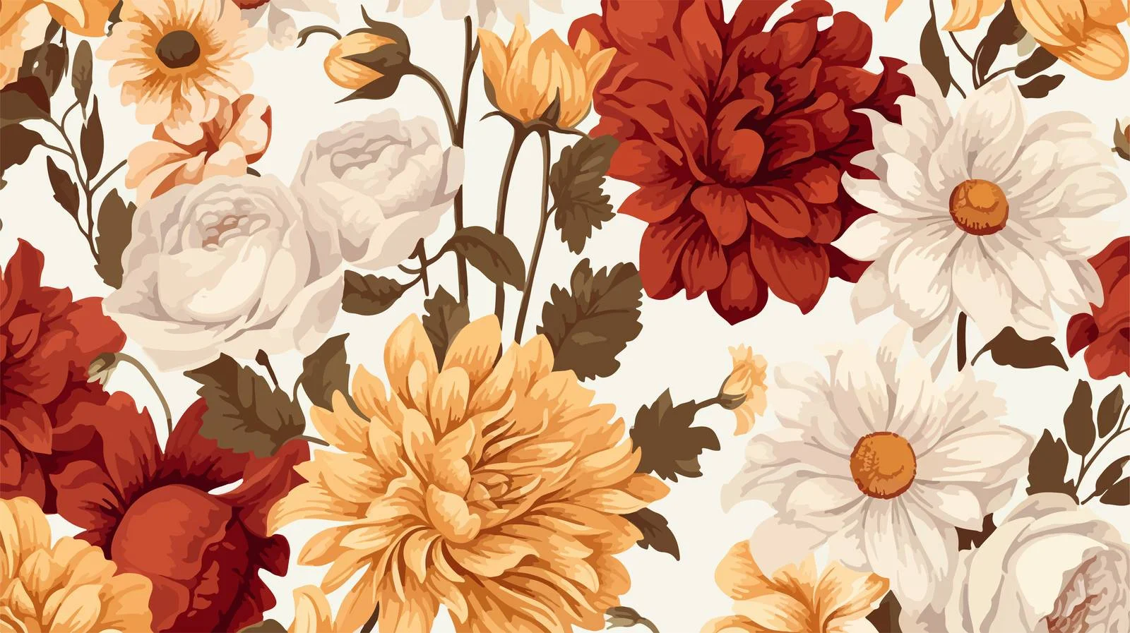 Sophisticated Seamless Fall Floral Design — free download from Dotvec