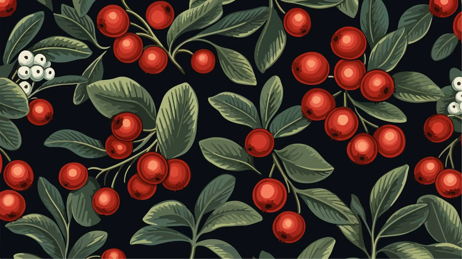 Sophisticated Arctic Lingonberry Seamless Pattern — free download from Dotvec